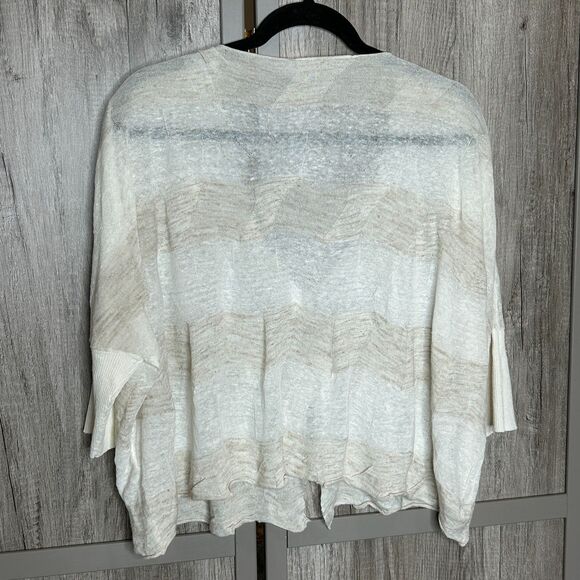 Stella Carakasi Cardigan Size S/M Cropped Lightweight Linen Blend Relaxed - Picture 2 of 9